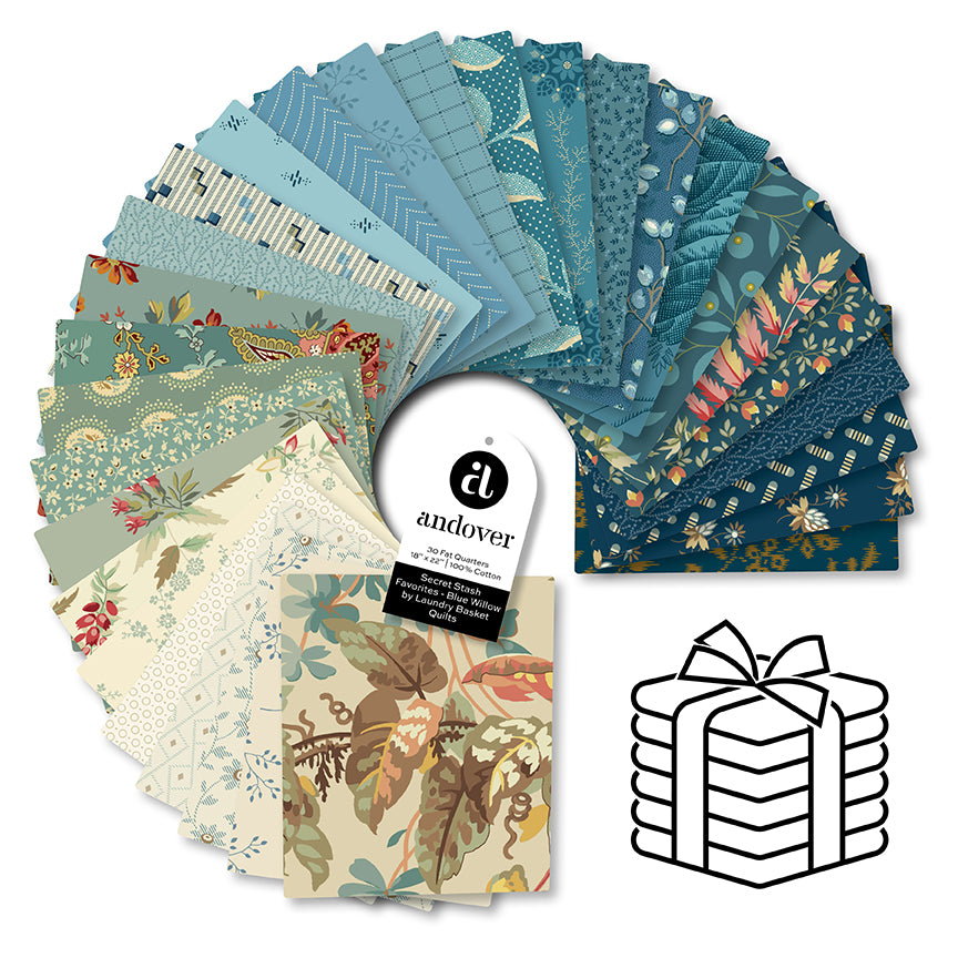 Secret Stash Favorites - Blue Willow Fat Quarter Bundle by Laundry Basket Quilts for Andover Fabrics
