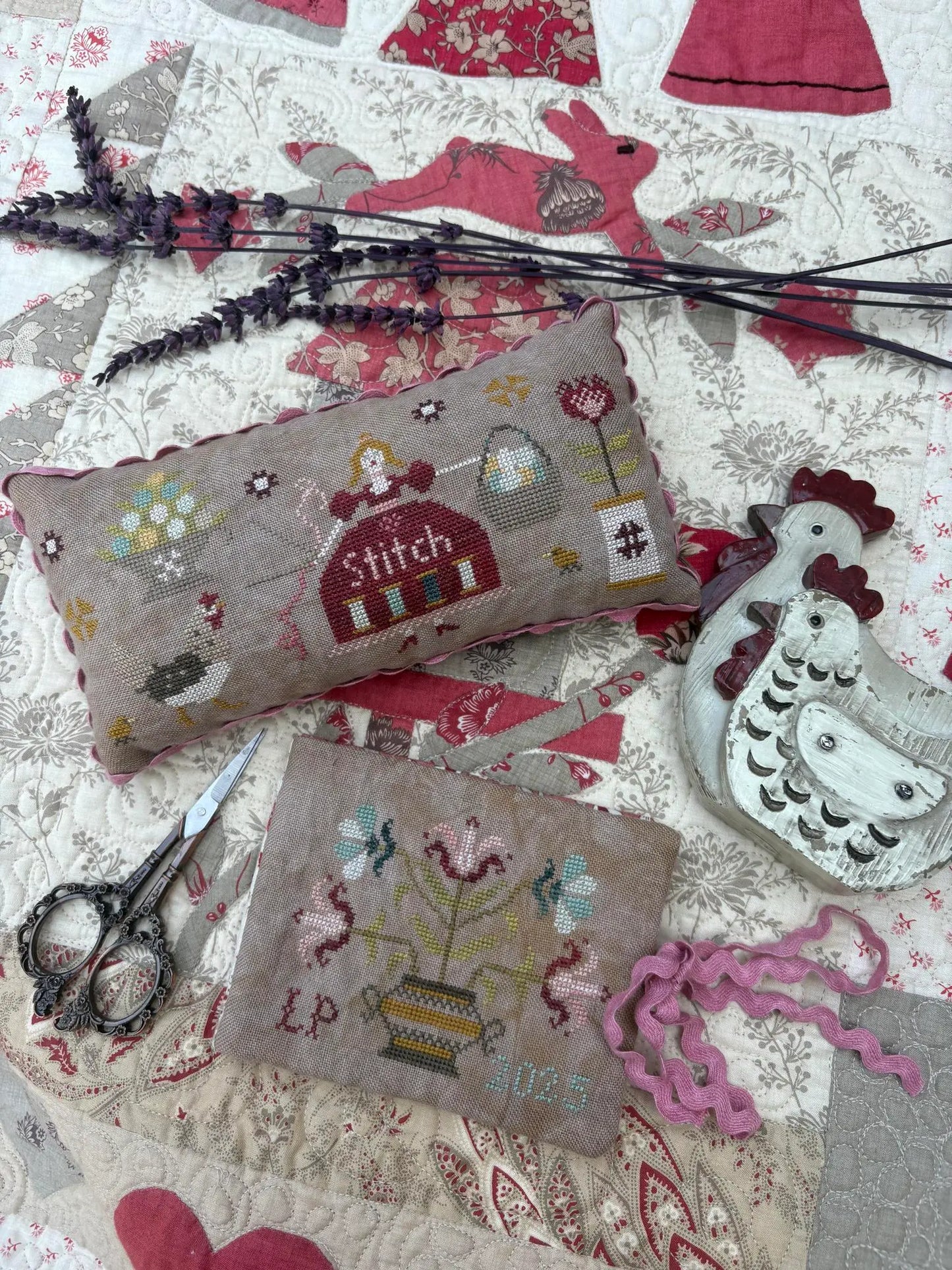 The Simple Tranquility Sampler and Smalls Cross Stitch Pattern Pansy Patch Quilts and Stitchery