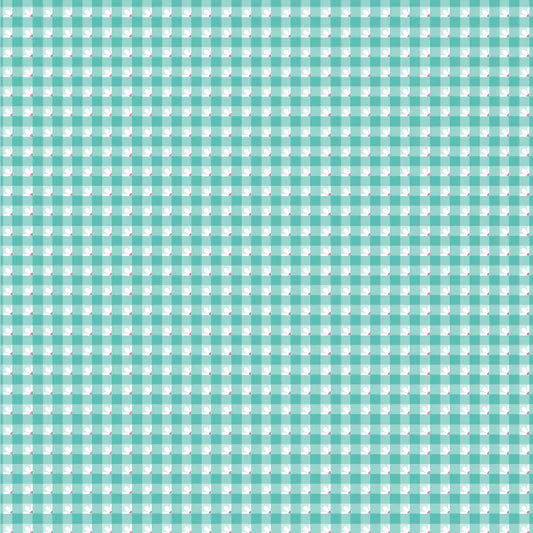 Smitten Chicken Check-A-Roo Aqua SN251117 by Lori Woods for Poppie Cotton (sold in 25cm increments)