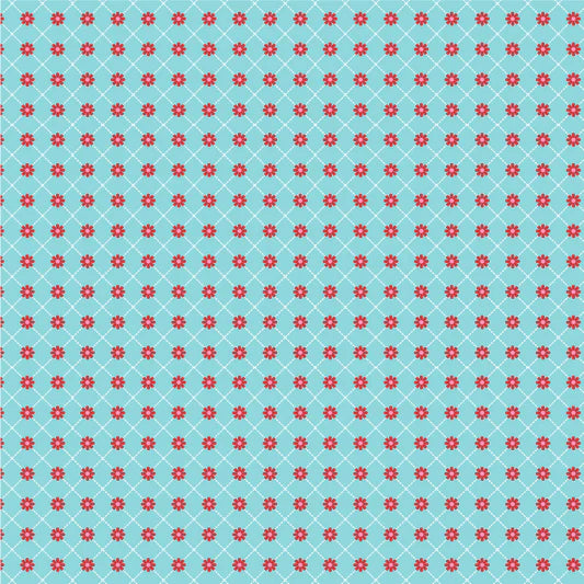Smitten Chicken Lazy Daisy Aqua SN251105 by Lori Woods for Poppie Cotton (sold in 25cm increments)