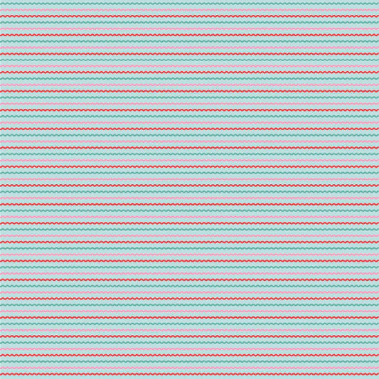 Smitten Chicken Ric Rac Aqua SN251111 by Lori Woods for Poppie Cotton (sold in 25cm increments)