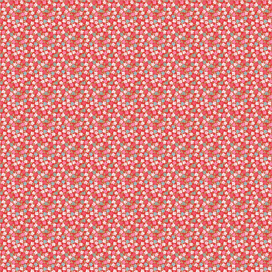 Smitten Chicken Wild Phlox Red SN251107 by Lori Woods for Poppie Cotton (sold in 25cm increments)