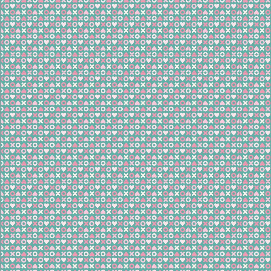 Smitten Chicken XOXO Aqua SN251101 by Lori Woods for Poppie Cotton (sold in 25cm increments)