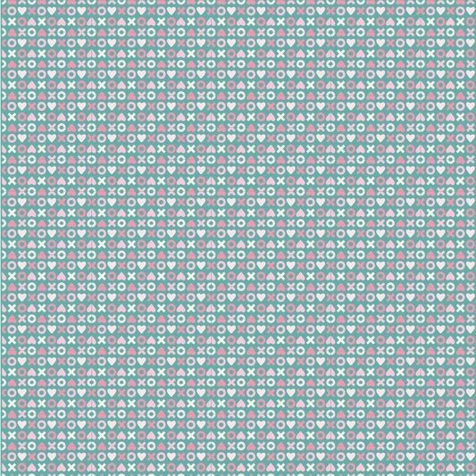 Smitten Chicken XOXO Aqua SN251101 by Lori Woods for Poppie Cotton (sold in 25cm increments)