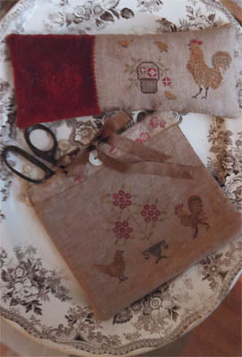Spotted Chickens Sewing Bag and  Pinkeep Cross Stitch Pattern by Stacy Nash