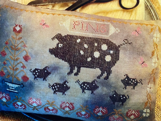 Spotted Pigs Pin Keep Cross Stitch Pattern by Stacy Nash