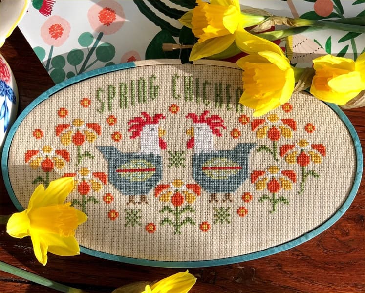 Spring Chicken Mini Cross Stitch Kit Historical Sampler Company