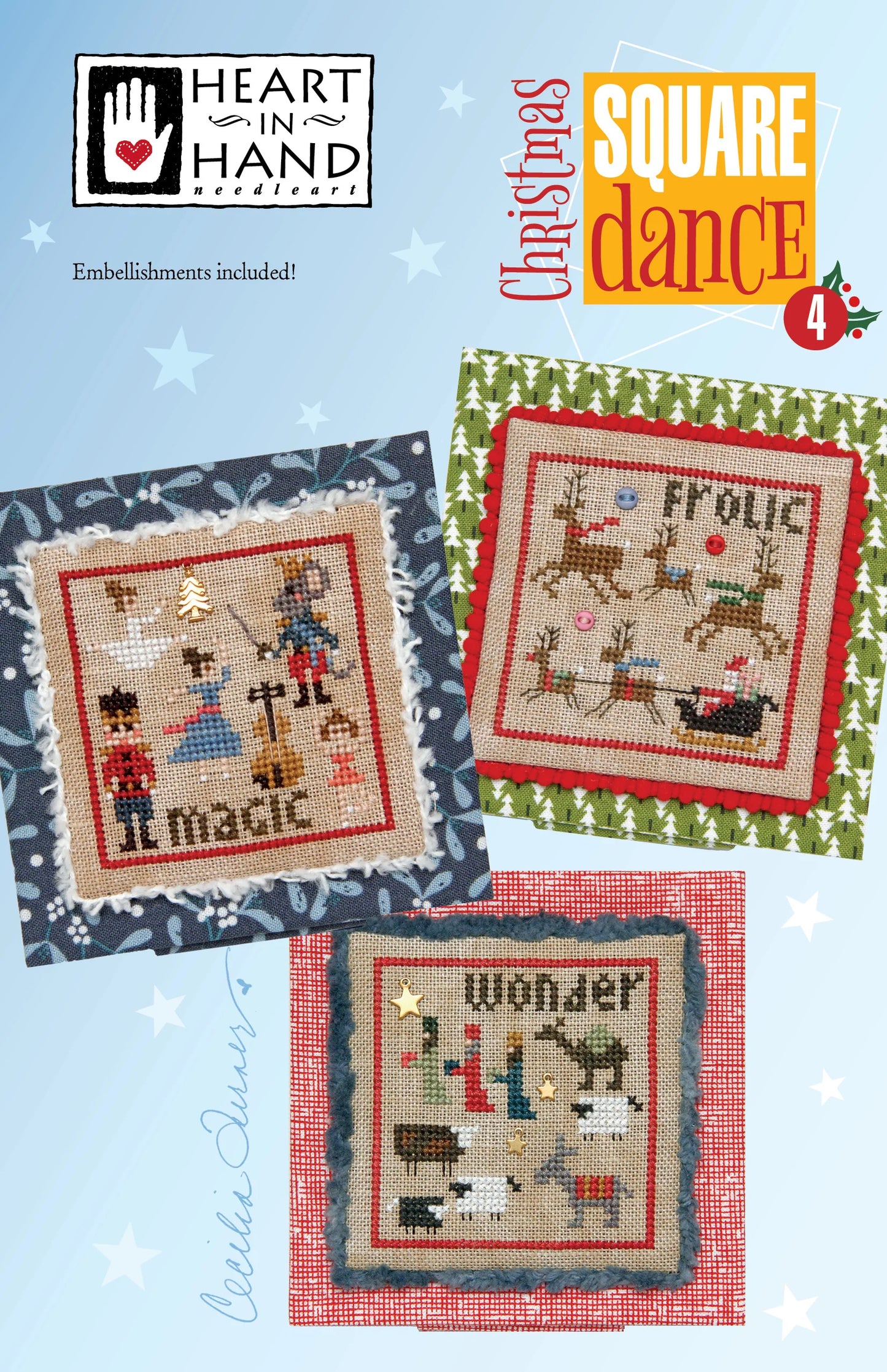 Christmas Square Dance 4 Cross Stitch Pattern Heart in Hand