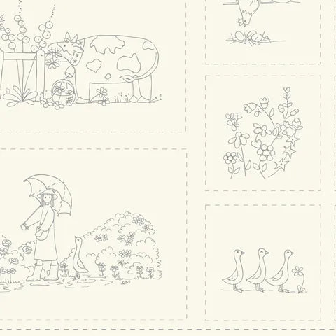Stitchery Panel Sidonie a La Ferme (At The Farm) by Veroniques Quilt Designs for Devonstone