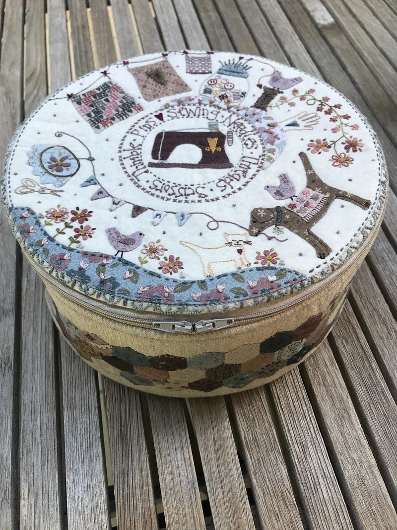 Stitching Circle Basket Embroidery Pattern by Lynette Anderson