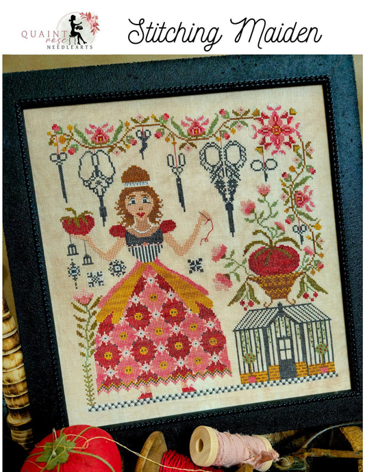 Stitching Maiden Cross Stitch Pattern by Quaint Rose Needlearts