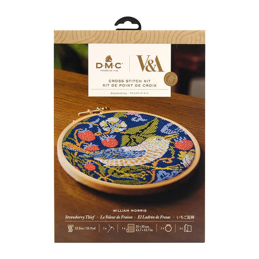DMC V&A CROSS STITCH KIT – STRAWBERRY THIEF WILLIAM MORRIS 18 CM