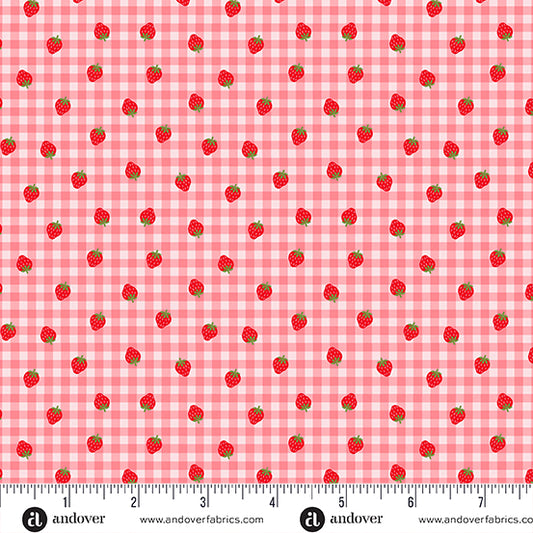 Strawberry Honey Pink Gingham A1156E by Andover Fabrics (sold in 25cm increments)