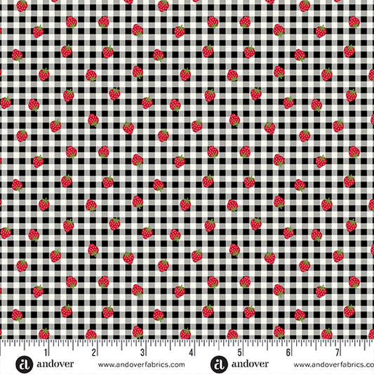 Strawberry Honey Black Gingham A1156K by Andover Fabrics (sold in 25cm increments)