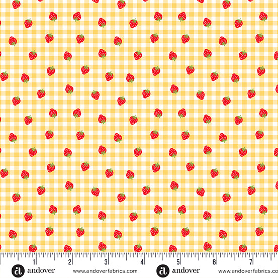 Strawberry Honey Yellow Gingham A1156Y by Andover Fabrics (sold in 25cm increments)