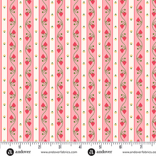 Strawberry Honey Pink Stripe A1158E by Andover Fabrics (sold in 25cm increments)