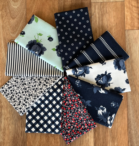 Summertime Navy Fat Eighth Bundle by Camille Roskelley for Moda Fabrics