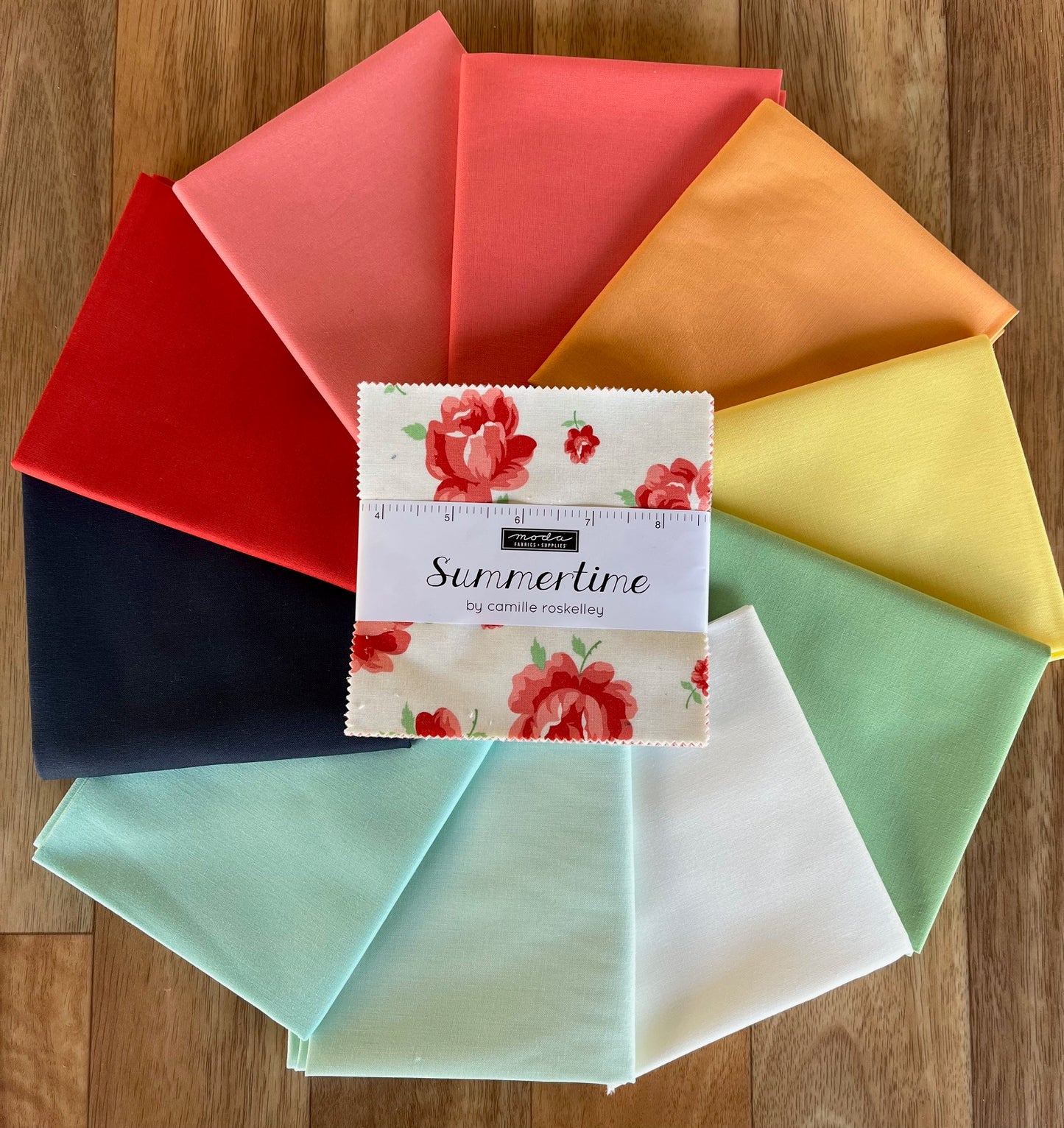Summertime Bella Solids Coordinates Fat Quarter Bundle by Camille Roskelley for Moda Fabrics