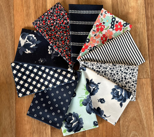 Summertime Navy Fat Eighth Bundle by Camille Roskelley for Moda Fabrics