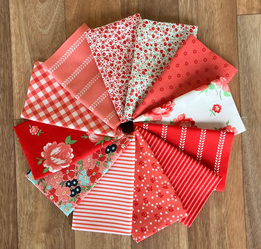Summertime Reds/Pinks Fat Eighth Bundle by Camille Roskelley for Moda Fabrics