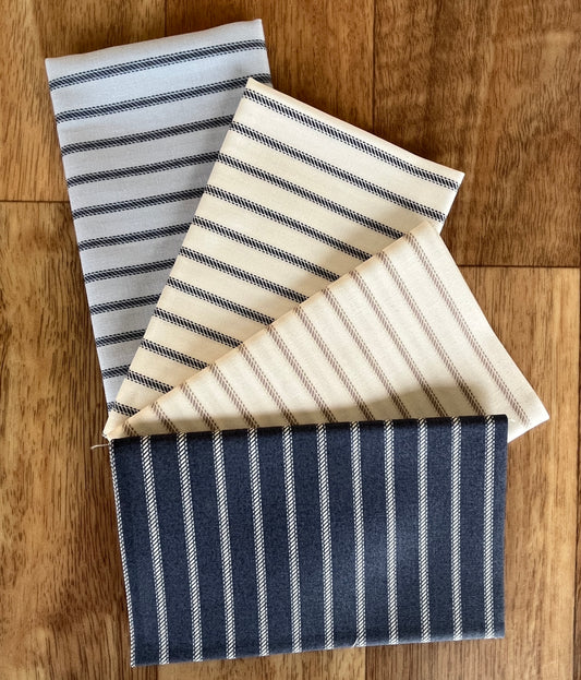 Sun Drenched Ticking Fat Eighth Bundle by Sweetfire Road for Moda fabrics