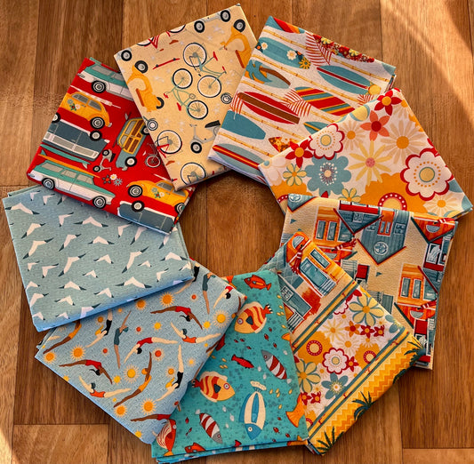 Surf's Up Fat Quarter Bundle by Barb Tourtillottee for Henry Glass Fabrics