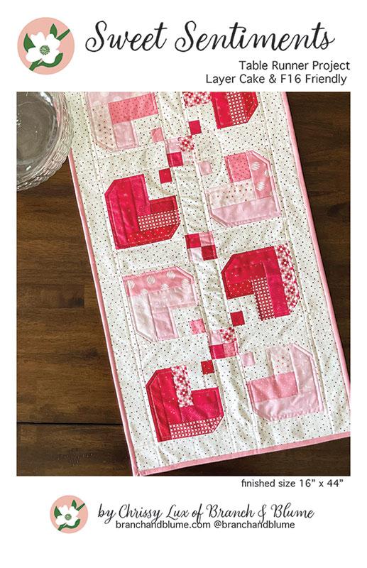 Sweet Sentiments Table Runner Pattern by Chrissy Lux of Branch and Blume