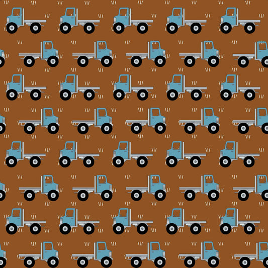 Trucks on Rust by Red Tractor Designs (sold in 25cm increments)