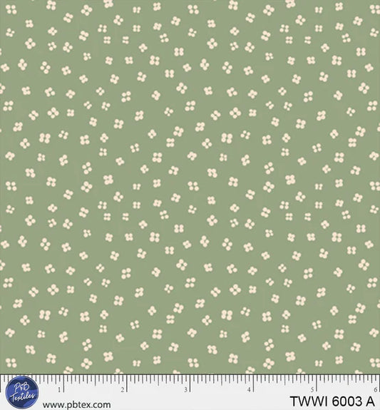 Things with Wings Green Dots PB6003A by Jo Reid for P & B Textiles (sold in 25cm increments)
