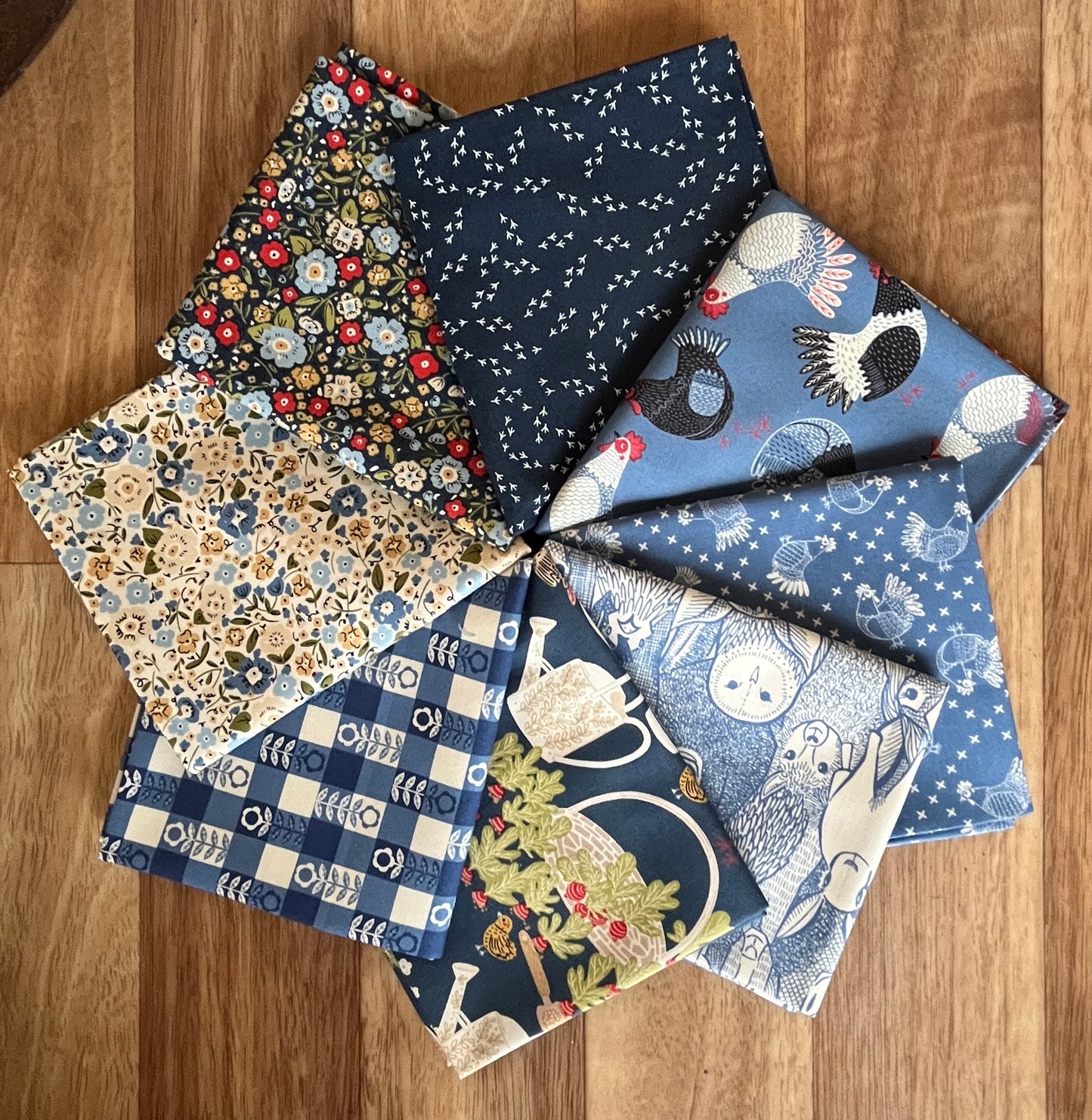 The Henhouse Blues Fat Quarter Bundle by Gingiber for Moda Fabrics