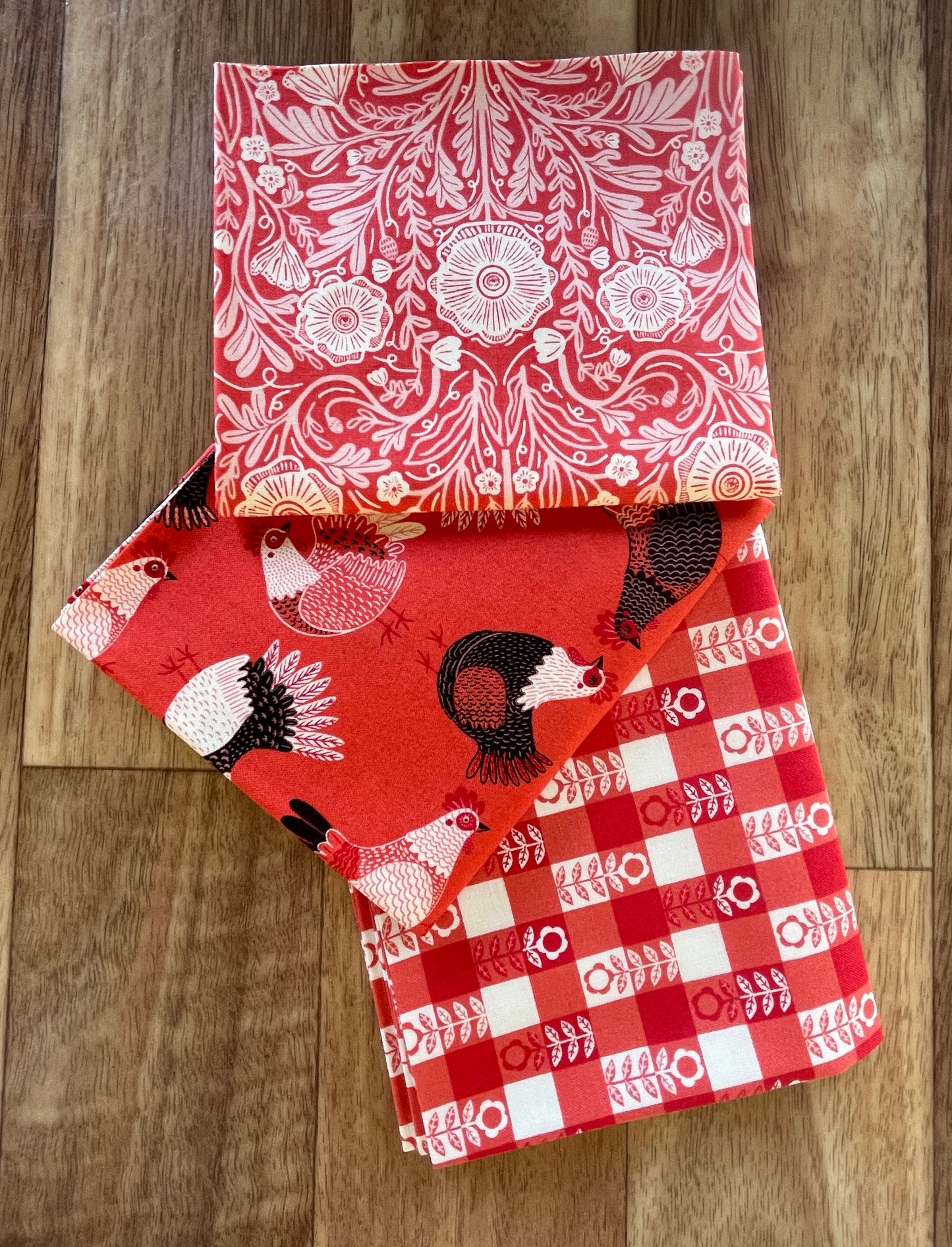 The Henhouse Reds Fat Quarter Bundle by Gingiber for Moda Fabrics