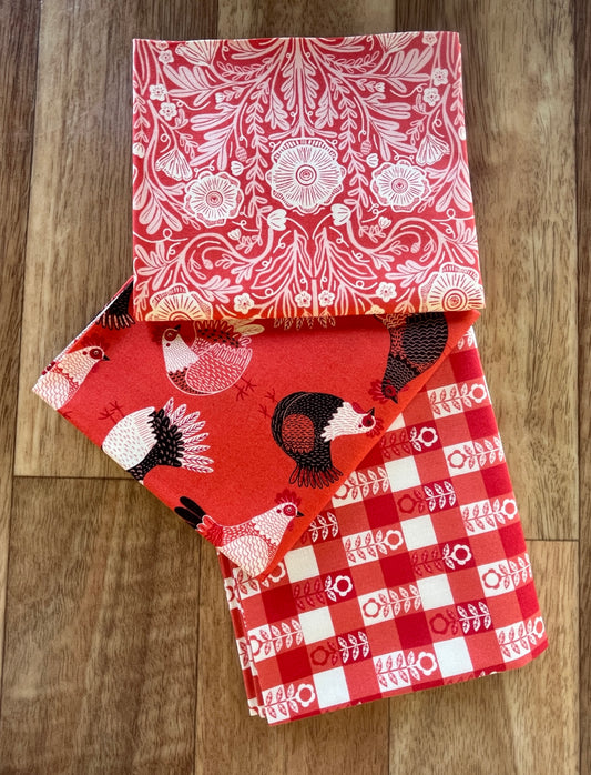 The Henhouse Reds Fat Quarter Bundle by Gingiber for Moda Fabrics