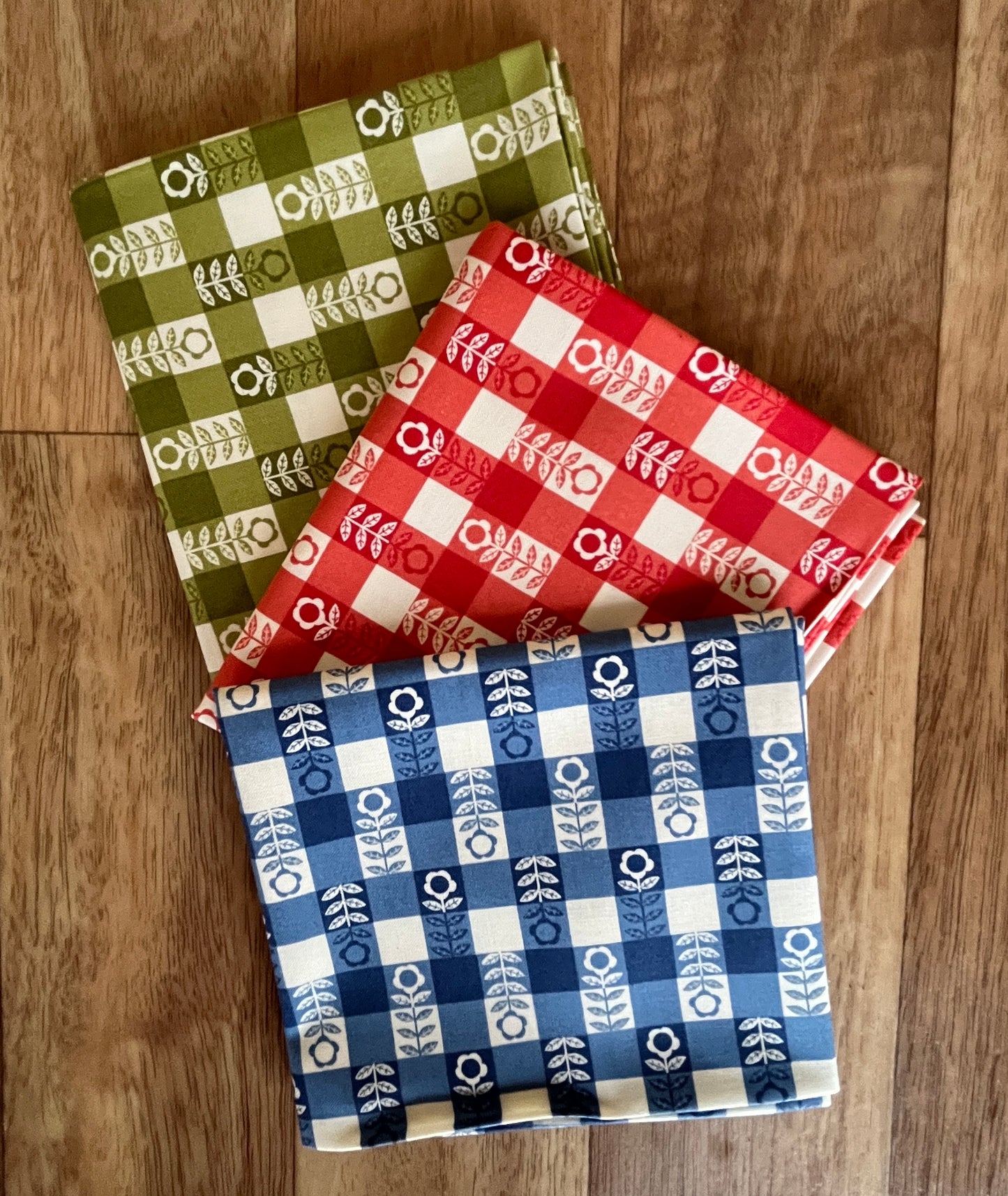 The Henhouse Flower Plaid Fat Quarter Bundle by Gingiber for Moda Fabrics