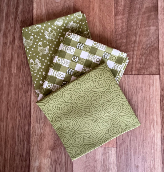 The Henhouse Greens Fat Quarter Bundle by Gingiber for Moda Fabrics