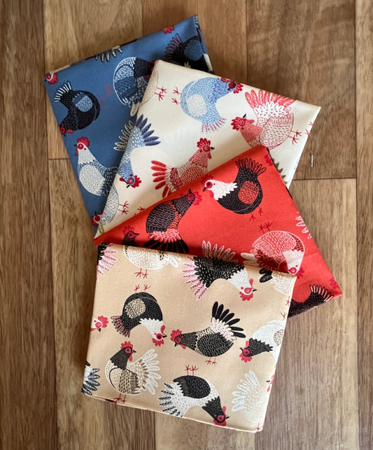 The Henhouse Tossed Chicken Fat Quarter Bundle by Gingiber for Moda Fabrics