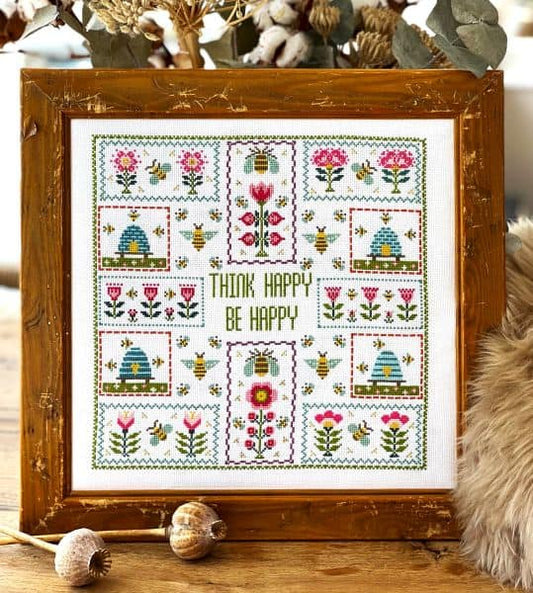 Think Happy Be Happy Cross Stitch Kit Historical Sampler Company