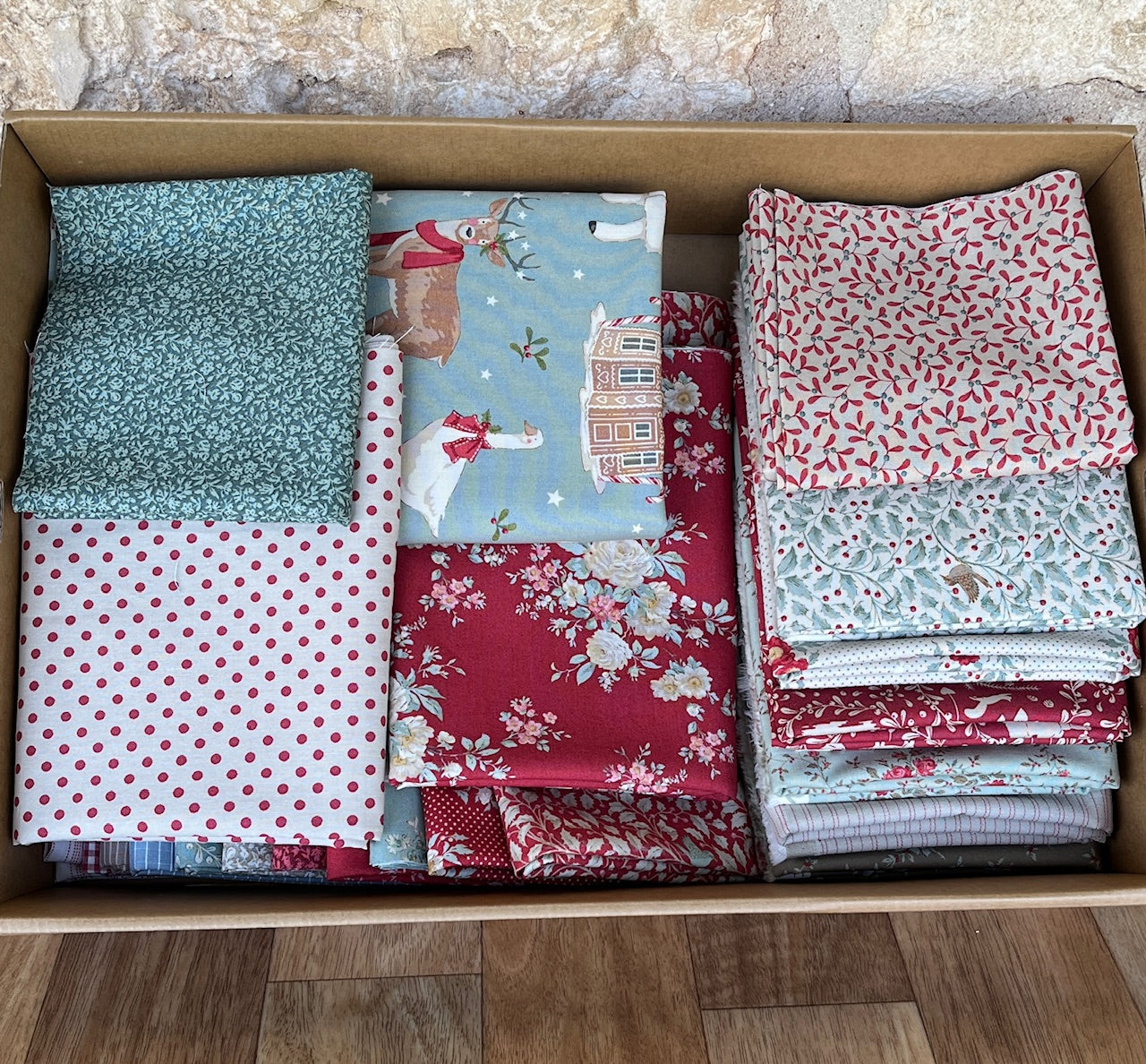 Christmas Star Red/Duck Egg Quilt Fabric Kit by Tilda