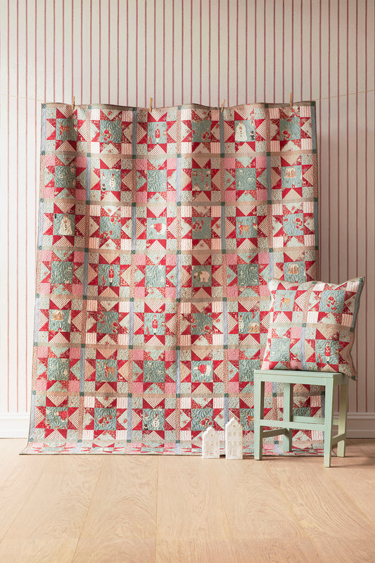 Christmas Star Red/Duck Egg Quilt Fabric Kit by Tilda