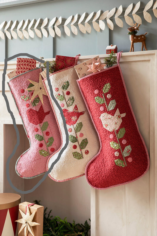 Tilda Merry Little Christmas Gingham Winter Bird Stocking Fabric Kit