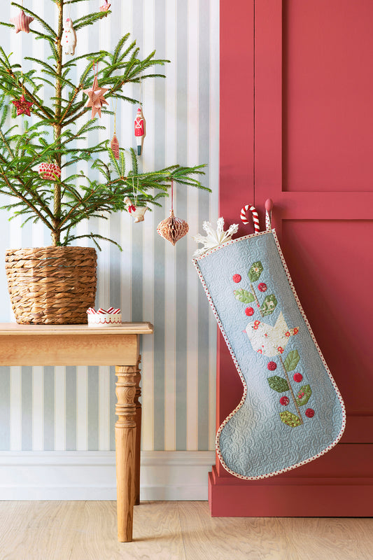Tilda Merry Little Christmas Plaid Winter Bird Stocking Fabric Kit