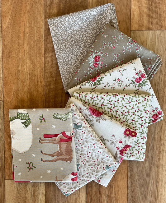 Tilda Merry Little Christmas Cream Taupe Fat Quarter Bundle