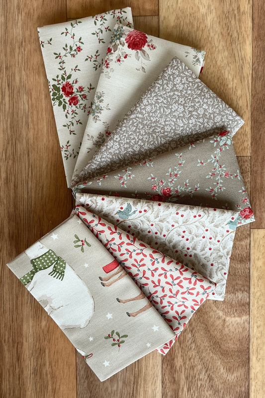 Tilda Merry Little Christmas Cream Taupe Fat Eighth Bundle