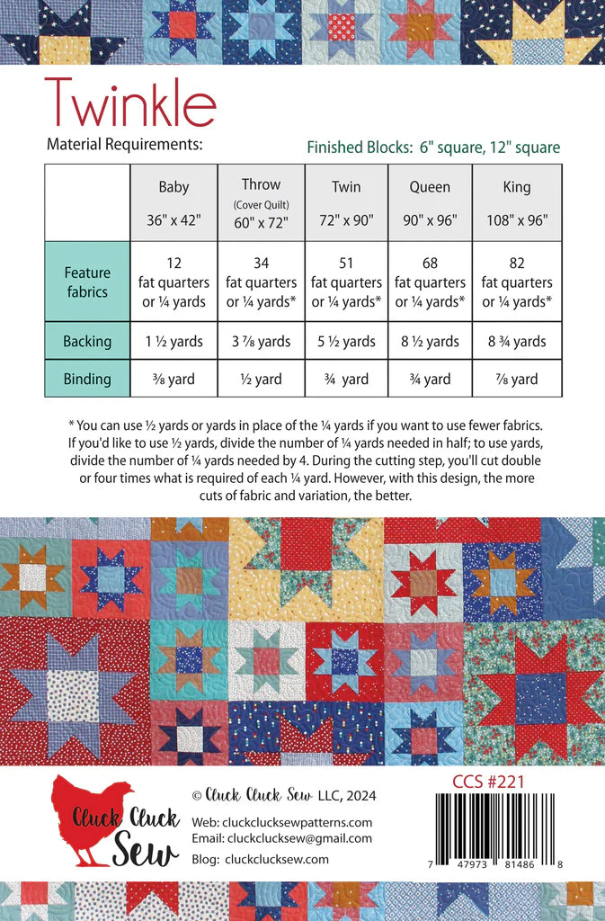 Twinkle Quilt Pattern by Cluck Cluck Sew