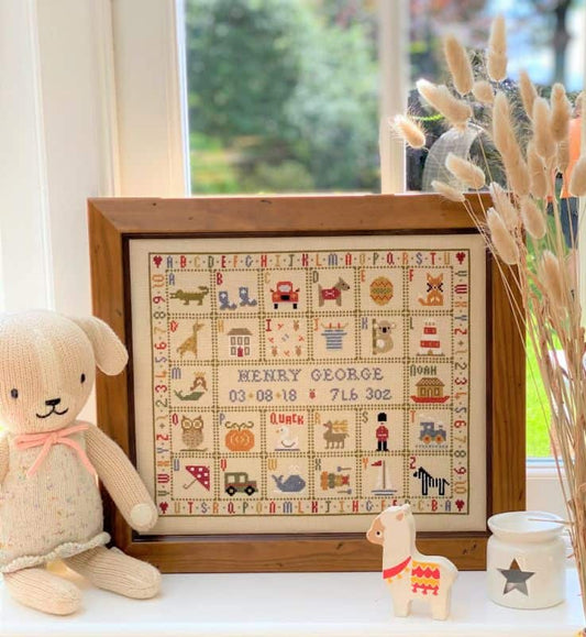 V is for Van Birth Sampler Cross Stitch Kit Historical Sampler Company