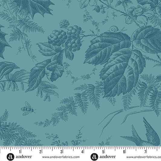 Vermont Teal Blue A1028T2 by Laundry Basket Quilts for Andover Fabrics