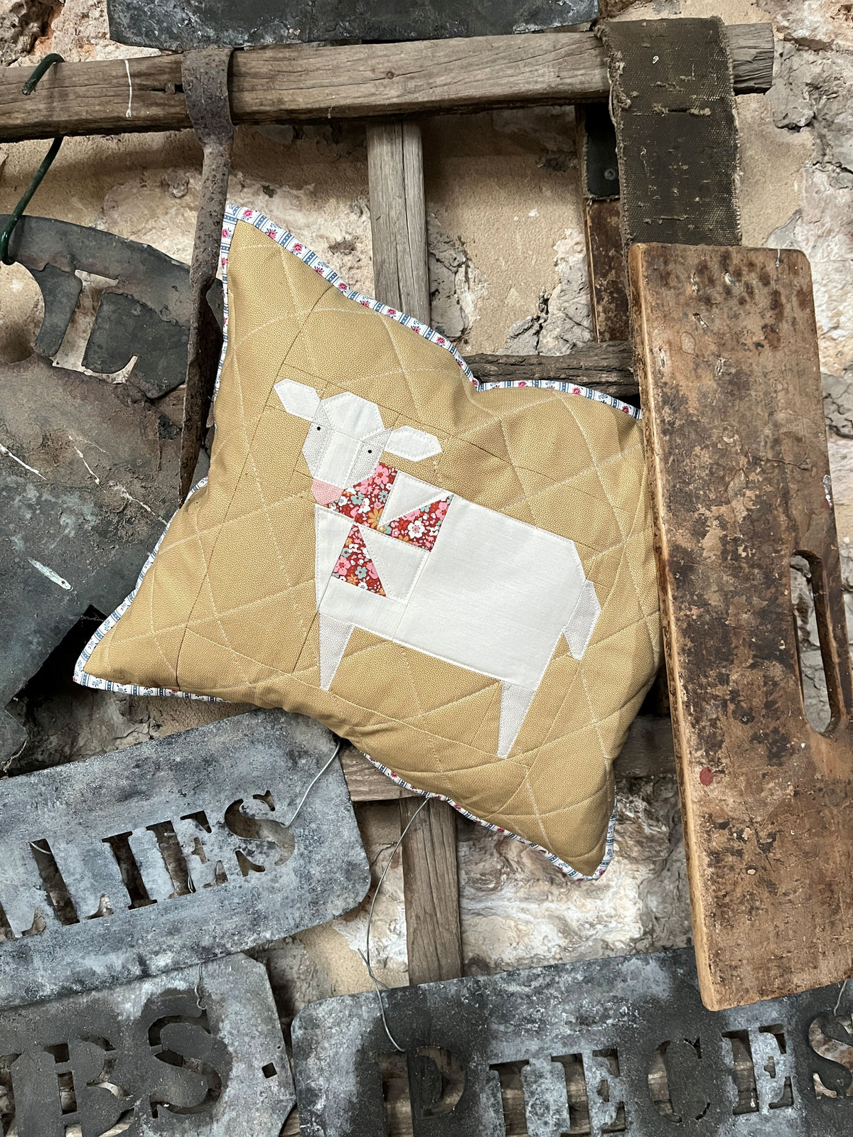 Tilda Farmers Market Sheep Honey Pillow Kit using Village Life Collection
