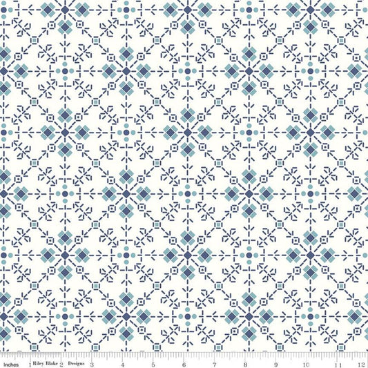 Bee Plaids Homemade Denim Wideback 108" by Lori Holt for Riley Blake Designs (sold in 25cm increments)