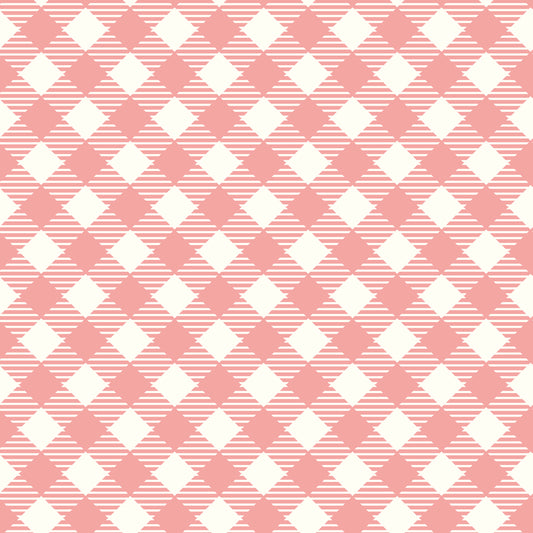 Bee Gingham Coral Wideback 108" (sold in 25cm increments)