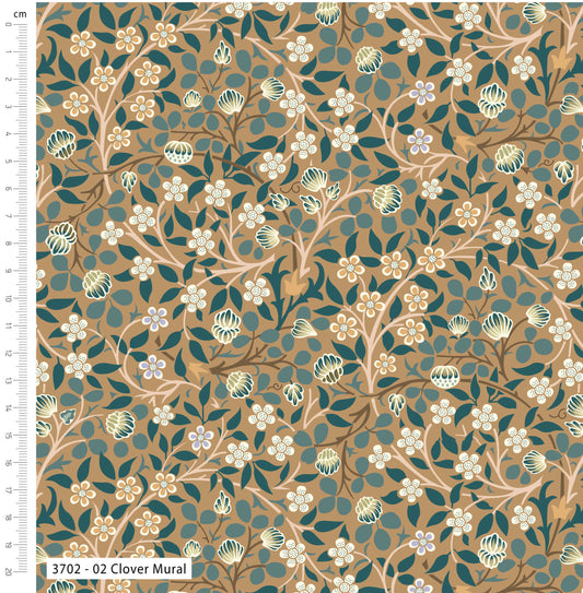 William Morris Klemscott Garden 02 Clover Mural by Make & Believe for Visage Fabrics (sold in 25cm increments)