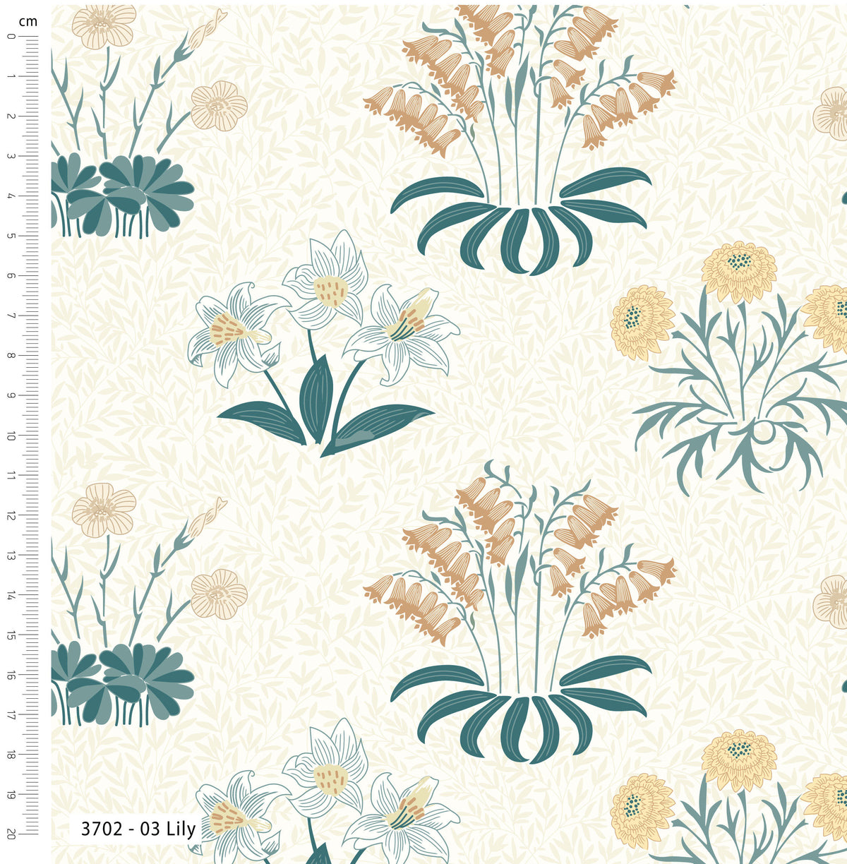 William Morris Klemscott Garden 03 Lily by Make & Believe for Visage Fabrics (sold in 25cm increments)